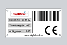 Skylt med streck-kod