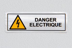 Autocollant vinyle transparent - Danger électrique