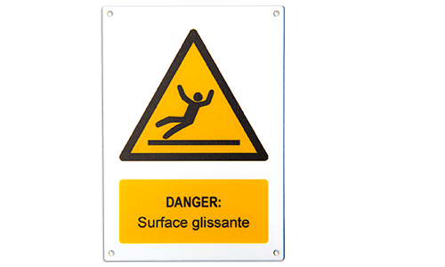 Plaque danger surface glissante